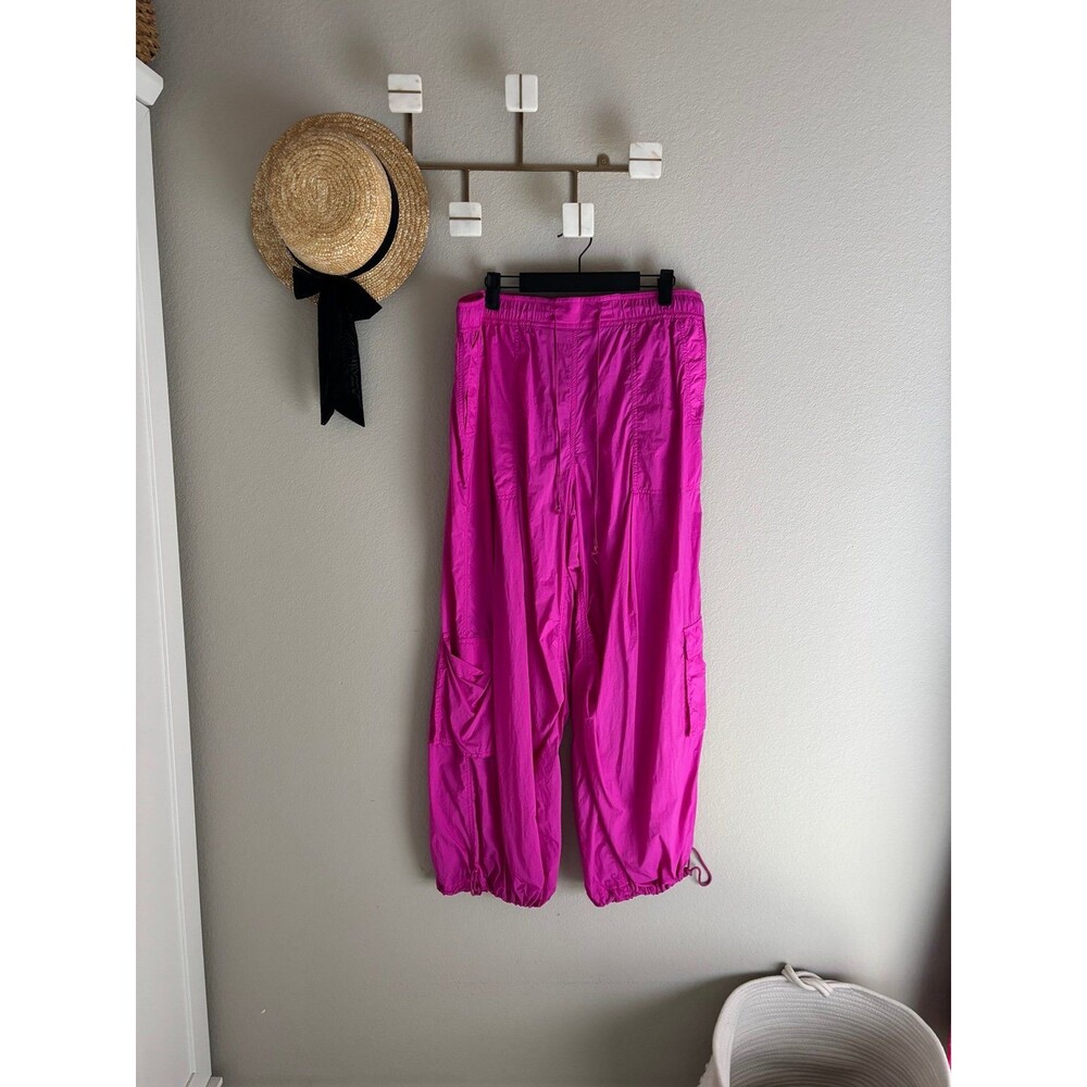 Anthropologie Daily Practice bright fuschia Pink Cargo Adjustable Jogger Large